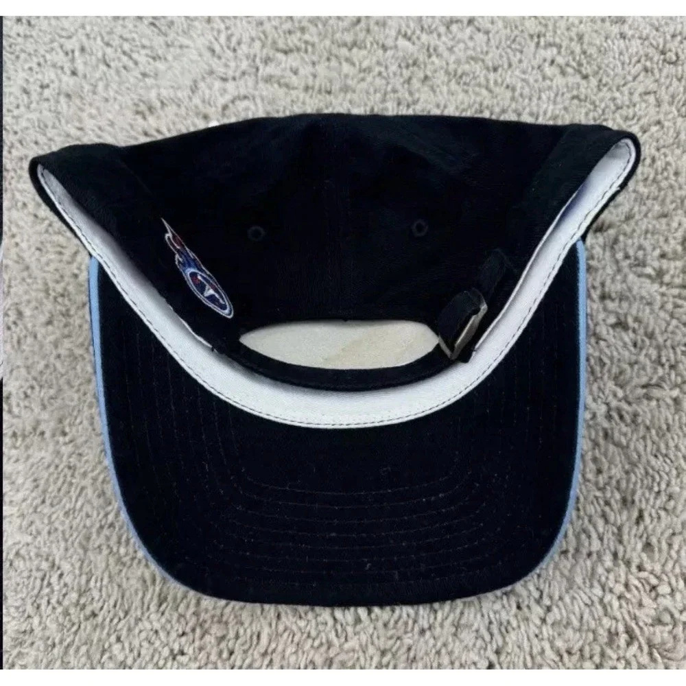 Tennessee Titans Hat Annco Black Strapback Red Circled Spellout Vtg NFL Cap NOS*